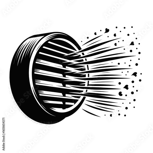 air ventilation in dynamic style in black, white representing motion