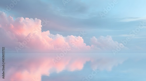 A surreal liquid ice horizon glowing in pastel blue and pink tones