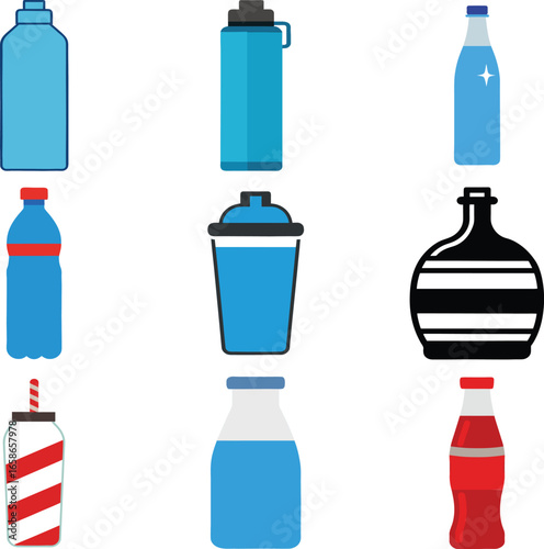 Collection of Modern Water Bottles and Beverage Containers
