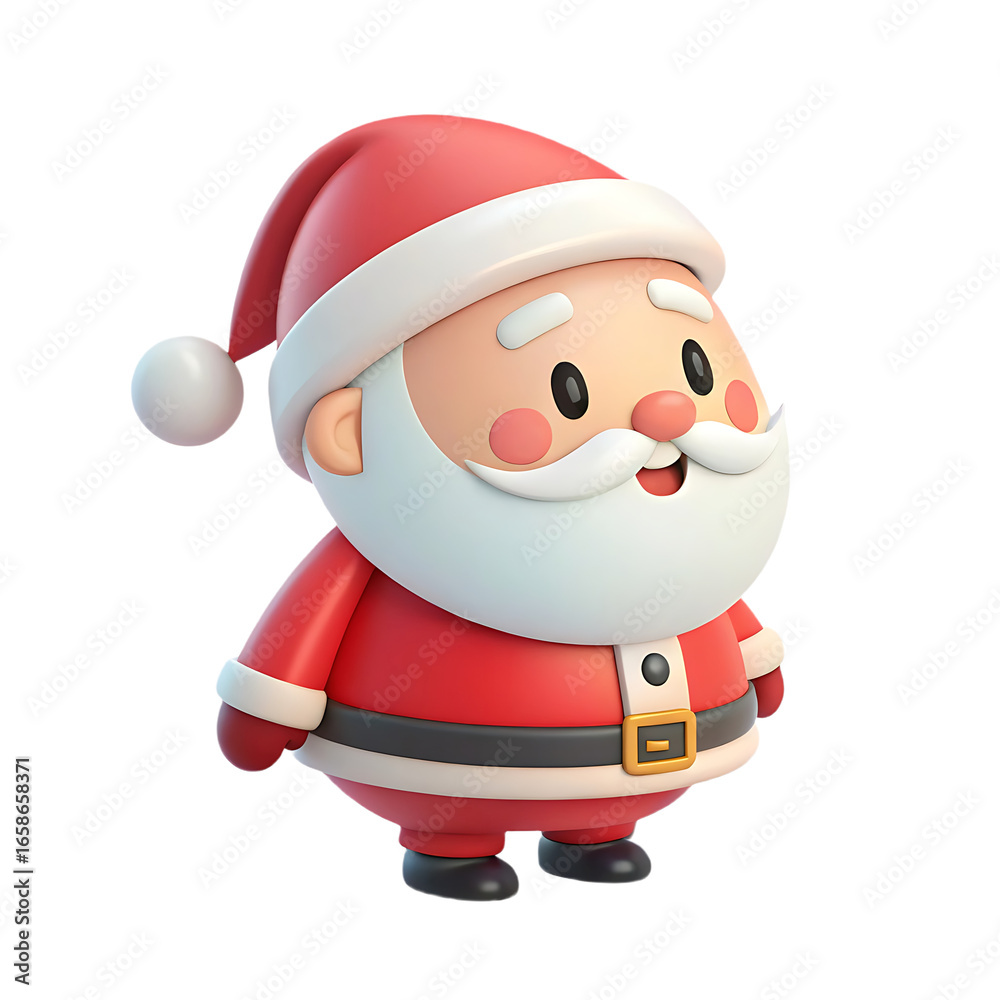 Obraz premium 3d icon Cute Cartoon Santa Claus Christmas Character Illustration transparent png