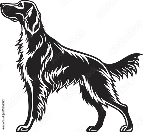 Irish Setter Dog Silhouette Elegant Long-Haired Head Cute Dog Vector, Elegant Irish Setter Head Silhouette, Cartoon Dog Head Vector, Cute Long-Haired Dog Illustration