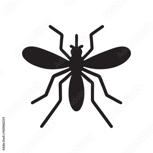 Mosquito Silhouette Icon Vector on White Background