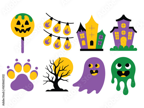 Vibrant Halloween Icons Spooky Fun for Your Projects