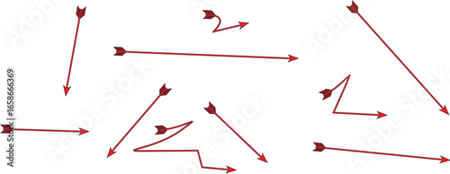 Red arrow, Long arrow, Red horizontal long arrow. long arrows left and right in flat style. arrows vector illustration. arrow icon isolated, curser arrow.