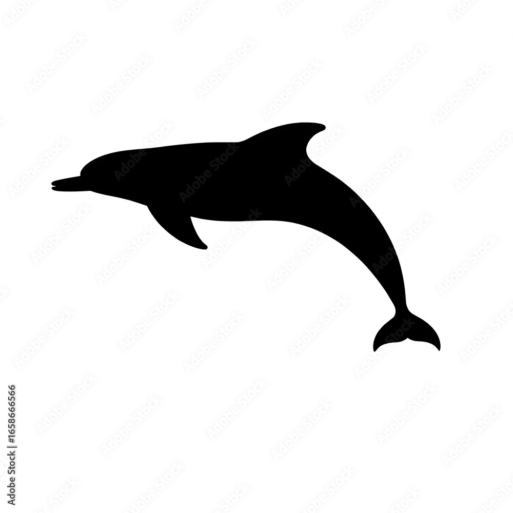 Fototapeta premium Silhouette of a dolphin jumping in the ocean