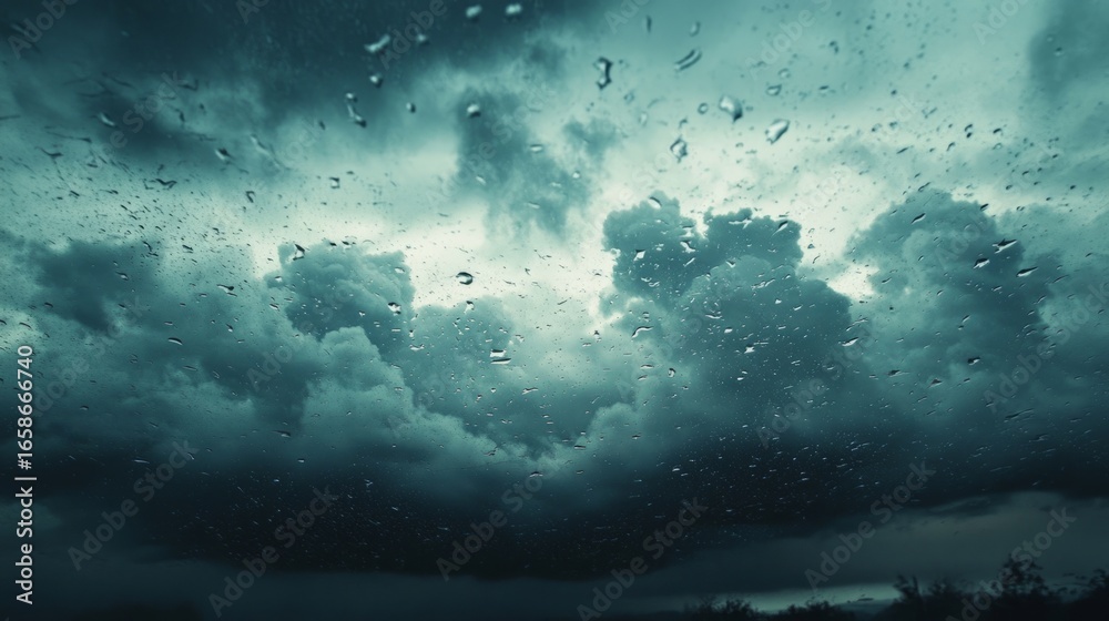 Obraz premium rainstorm falling on a windshield, generative ai