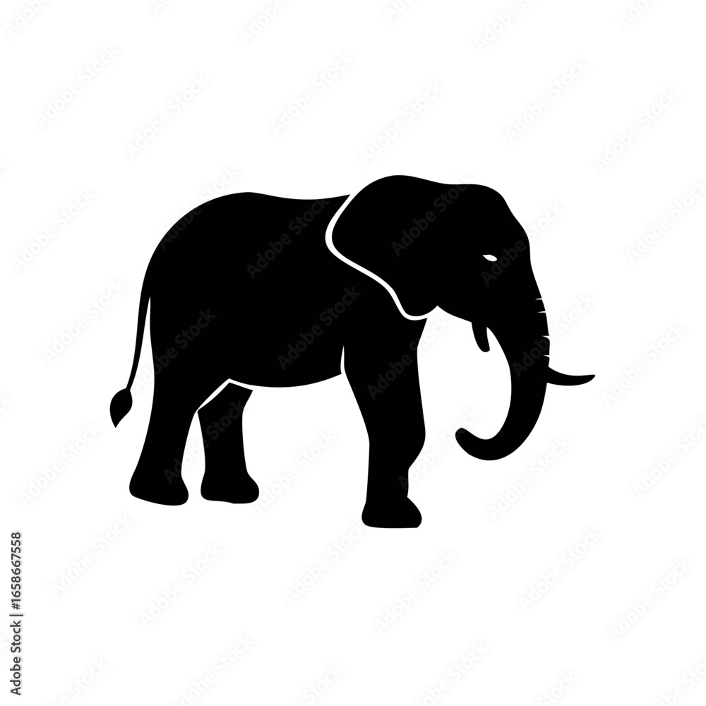Obraz premium Black elephant silhouette Vector stock illustration