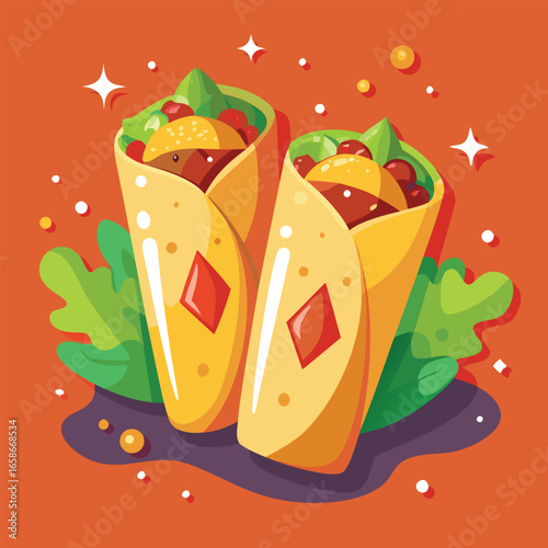 Two burritos with fillings
