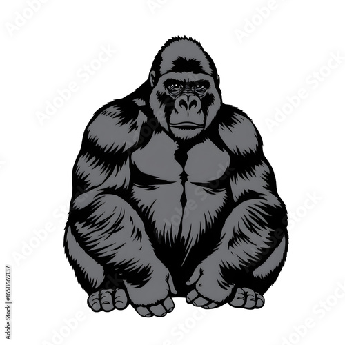 Black Chimpanzee illustrations in white background 