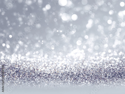 Close-up shot of glitter particles on a flat surface, illuminated from above with sparkling reflections Shallow depth of field blurs background Artistic bokeh style emphasizing textur - AI-Generated