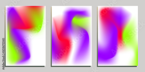 Set of card templates with abstract gradient background