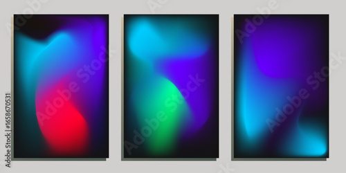 Set of card templates with abstract gradient background