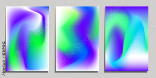 Set of card templates with abstract gradient background