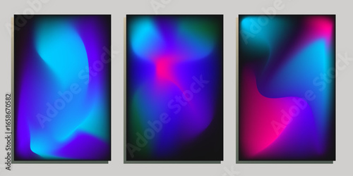 Set of card templates with abstract gradient background