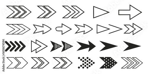 Diverse collection of black and white arrow designs for various applications