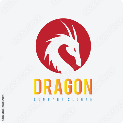 dragon in red round cercle