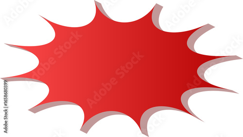 Gradient red 3D burst shape isolated on transparent background
