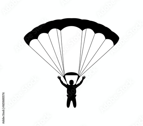 paraglider silhouette on black