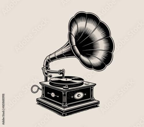 old gramophone isolated on white
