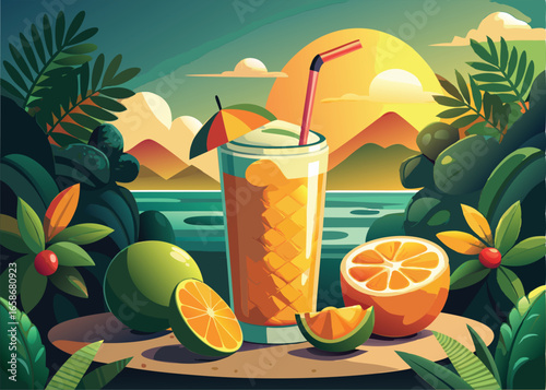 Tropical Sunrise Drink Scene