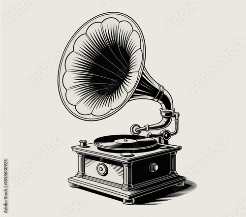 vintage gramophone vinyl ready vector illustration