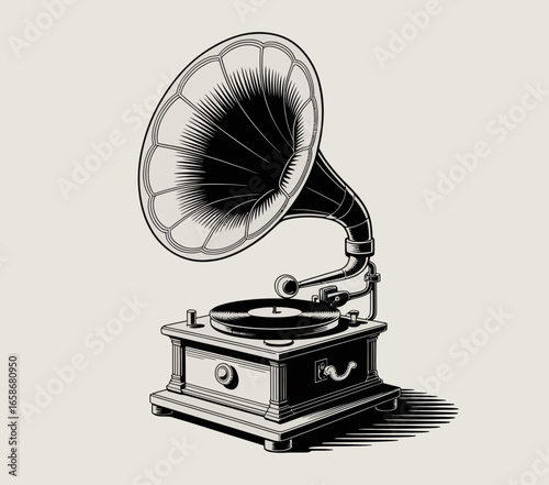 vintage gramophone vinyl ready vector illustration