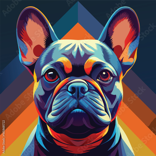 French Bulldog Portrait in Pop Art Style