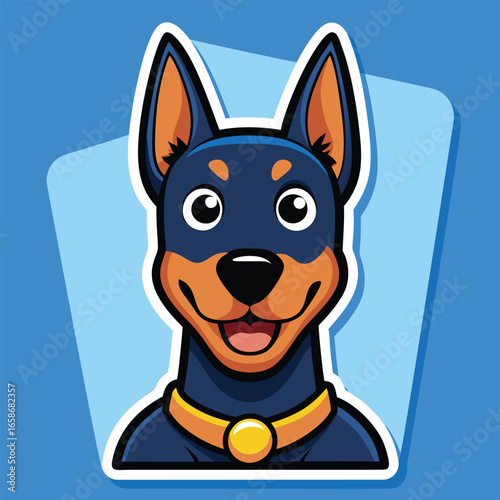 Cartoon Doberman Pinscher wearing a costume