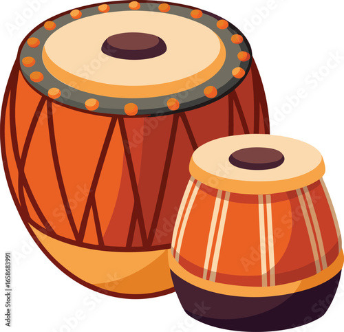 Tabla and dogi instrument on white background