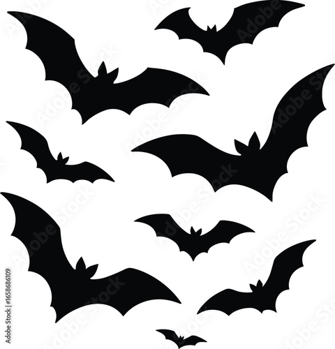 silhouette bats black vector