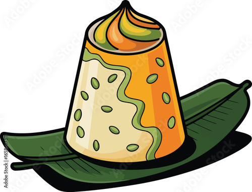 Vector Illustration of Indian Kulfi on a Plate with Colorful Toppings, Transparent Background.