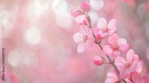 Delicate Pink Blossoms in Soft Sunlight.