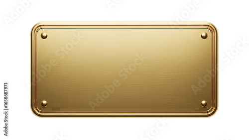 Elegant shiny gold plaque template with transparent background