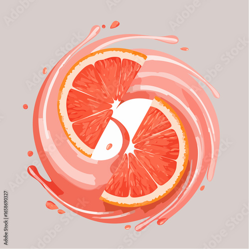 Pink Grapefruit Juice Swirl:  Abstract Fruit Design