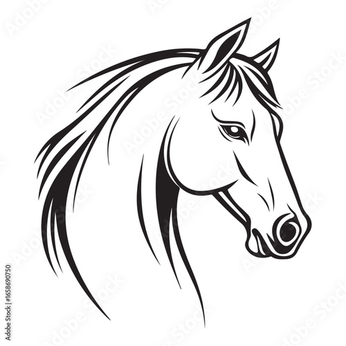 Wallpaper Mural Horse head silhouette icon in black color. Vector template.  Torontodigital.ca