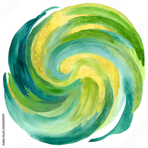 Lemon and Mint Watercolor Swirl – Isolated Transparent Background Texture