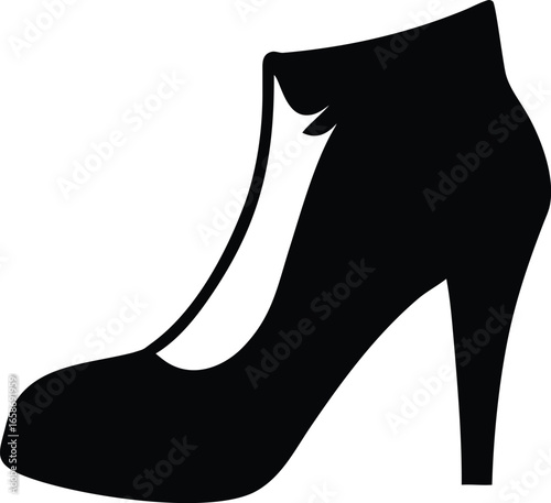 Black Silhouette of a High- Heeled Shoe with a Pointed Toe high heel stiletto