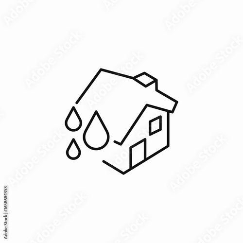 house with rain icon sign vector