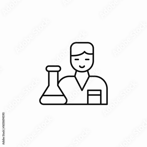 male scientist with flask icon sign vector