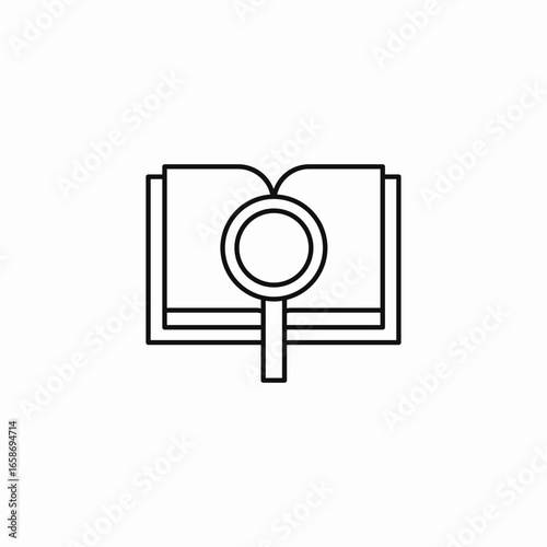 open book with magnifying glass icon sign vector