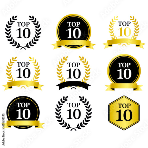 Top 10 Best Awards Badges and Laurels for Winners, Highly Ranked, Promotional Graphics