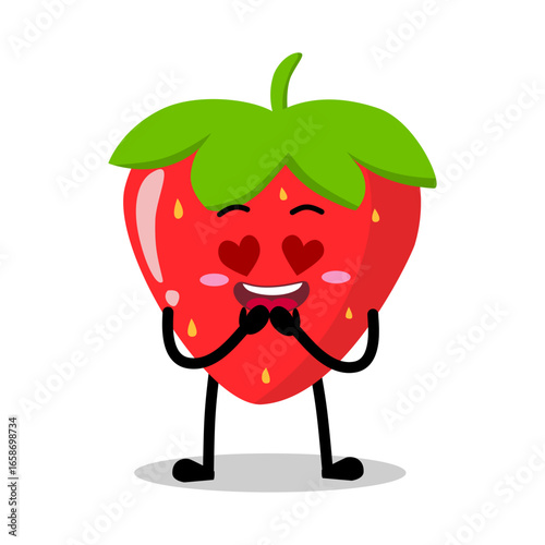 Cute Hand Drawn Crazy In Love Strawberry