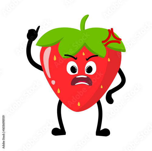 Cute Hand Drawn Angry Strawberry
