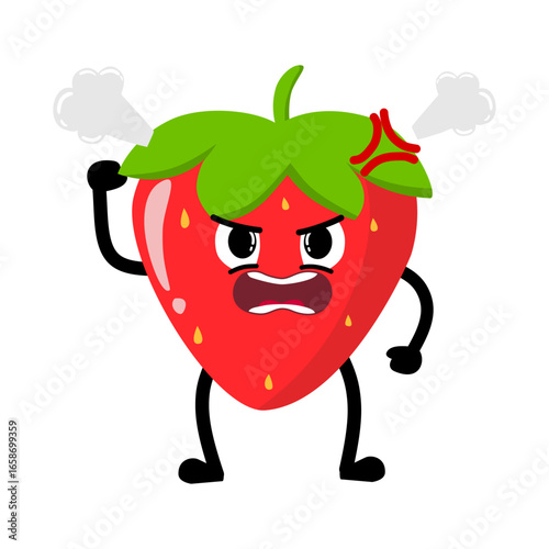 Cute Hand Drawn Furious Mad Strawberry