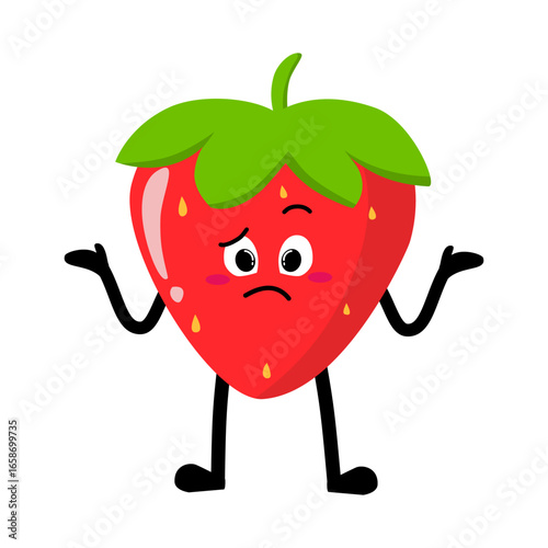 Cute Hand Drawn Strawberry Shrug Don't Know