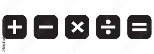 Addition, subtraction, multiplication, division, equal sign, icon symbol. Mathematical symbol icon. EPS  10