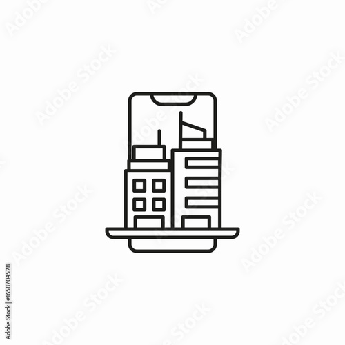 buildings on a plate icon sign vector