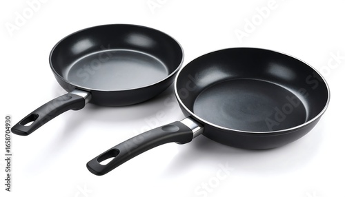 Two black frying pans on white background (2)