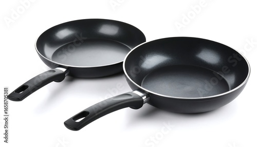 Two black frying pans on white background (3)