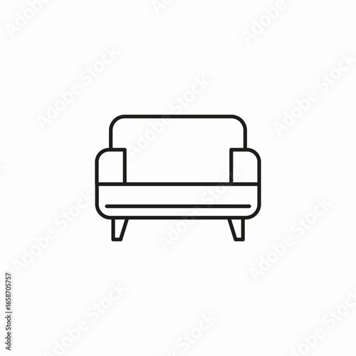 front view sofa chair icon sign vector